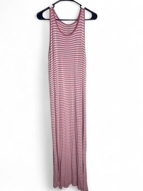 Dip Pink White Striped Maxi Dress Size M Racerback Sleeveless Stretch Casual